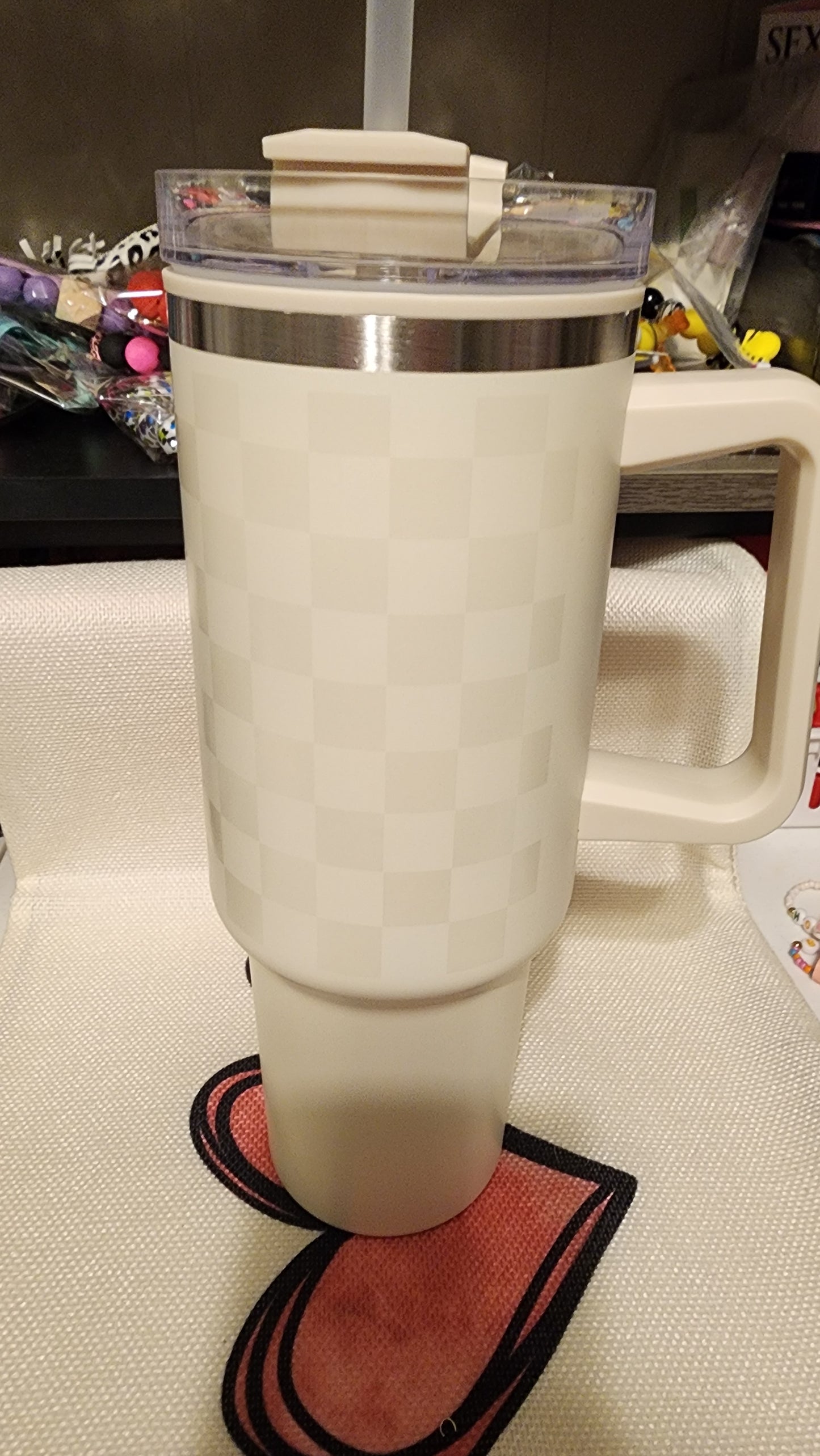 Beige Checker Board 40oz Tumbler