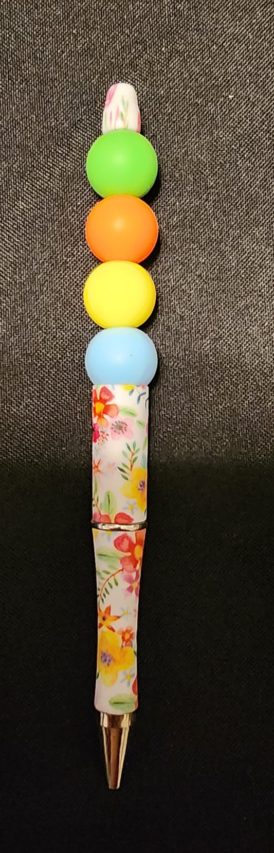 Floral print multi colored pen