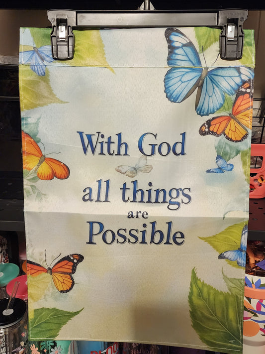 With God All Things Are Possible Garden Flag