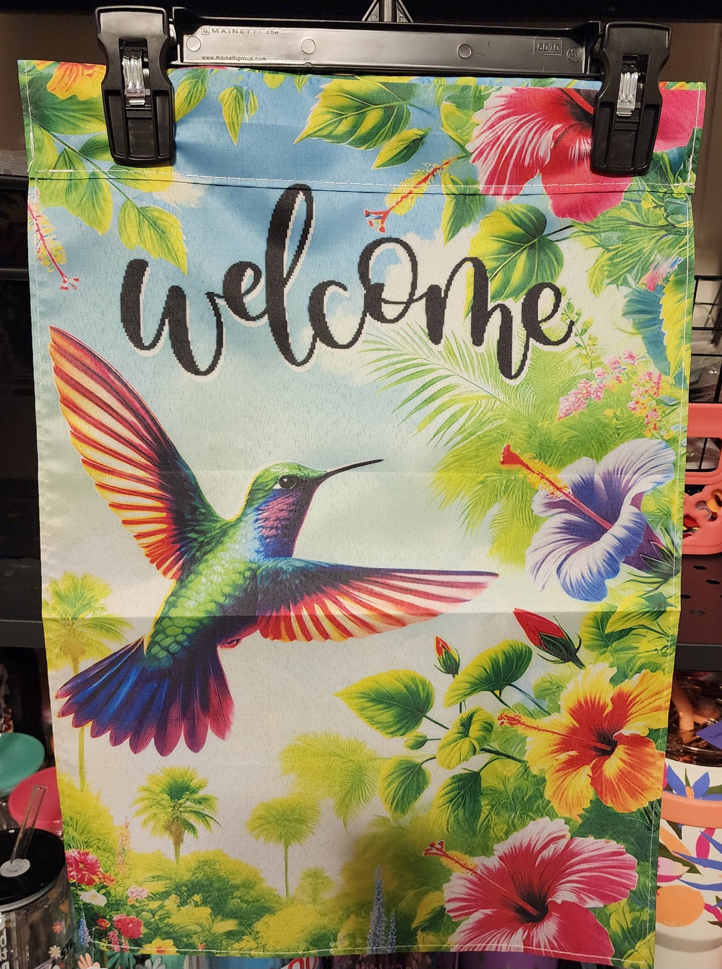 Welcome Hummingbird Garden Flag